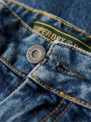 Небесно-голубые джинсы Superdry со средней посадкой и широкими штанинами, 100% хлопок