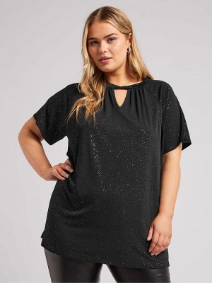 Блестящий топ с закрученным воротником Yours Curve London