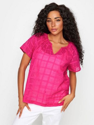 Розовый - блузка из 100% хлопка M&Co с вырезом-стойкой