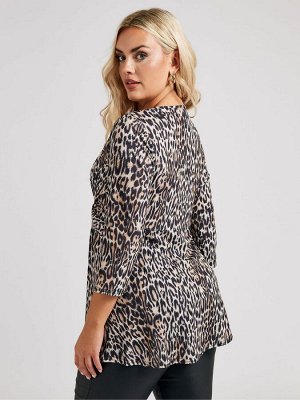 Топ Yours Curve London с леопардовым принтом и узлом спереди