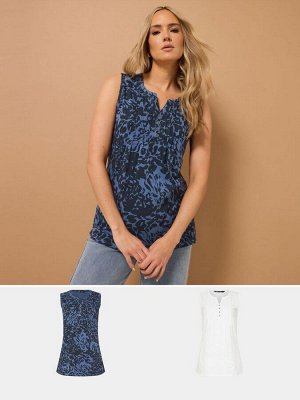Футболки без рукавов "Хенли" Aqua Blue - Long Tall Sally, 100% хлопок, 2 шт.