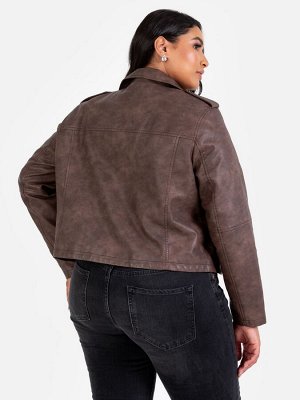 Коричневый - куртка Lovedrobe Soft Pu Biker Black