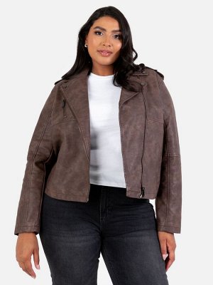 Коричневый - куртка Lovedrobe Soft Pu Biker Black