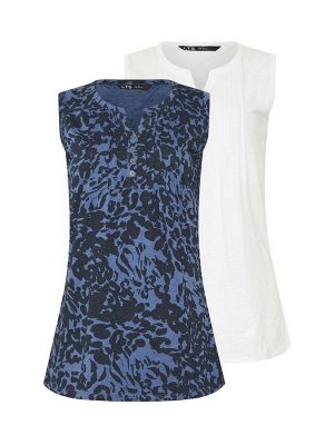 Футболки без рукавов "Хенли" Aqua Blue - Long Tall Sally, 100% хлопок, 2 шт.