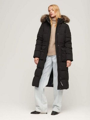 Черный - Длинный пуховик Superdry Everest