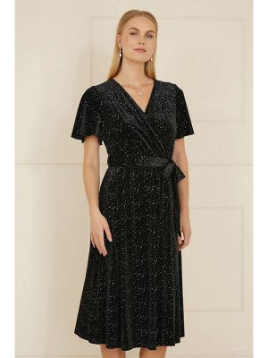 Черное - платье-миди Yumi Velvet Sparkle Wrap