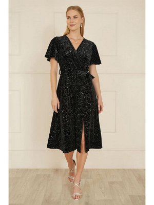 Черное - платье-миди Yumi Velvet Sparkle Wrap
