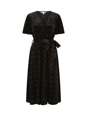 Черное - платье-миди Yumi Velvet Sparkle Wrap