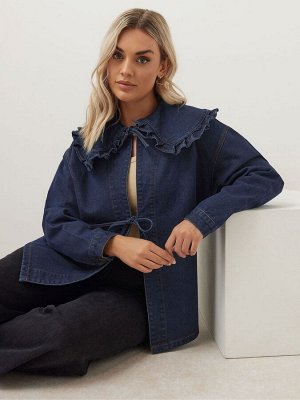Куртка Yours Curve с воротником-оборкой, 100% хлопок, с завязкой