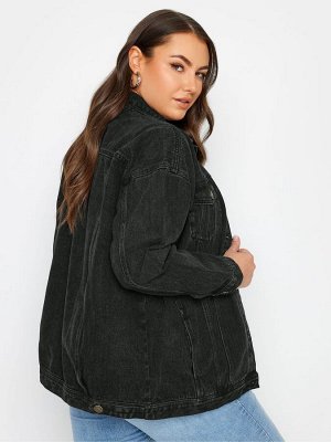 Черная - свободная джинсовая куртка Yours Curve из 100% хлопка с эффектом стирки