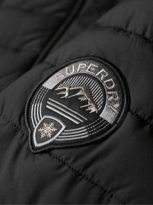 Черный - удлиненный пуховик Fuji с капюшоном из 100% хлопка Superdry