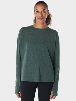 Зеленый - топ с длинными рукавами Sweaty Betty Soft Flow Studio