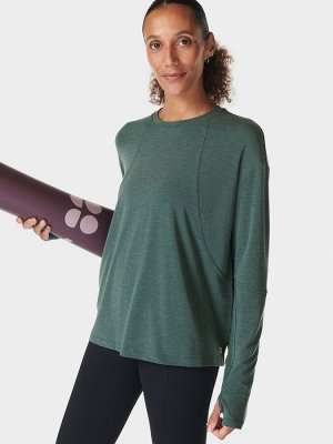 Зеленый - топ с длинными рукавами Sweaty Betty Soft Flow Studio