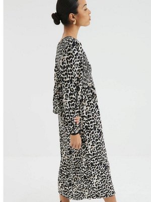 Платье миди River Island с леопардовым принтом и сборками на лифе