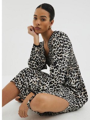 Платье миди River Island с леопардовым принтом и сборками на лифе