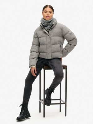 Куртка-пуховик из серого меланжа Superdry Tweed