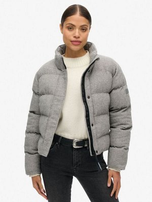 Куртка-пуховик из серого меланжа Superdry Tweed