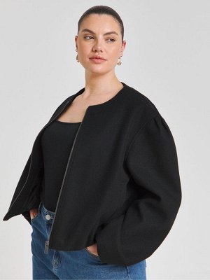 Черная куртка Simply Be из искусственной шерсти с подолом-пузырьком