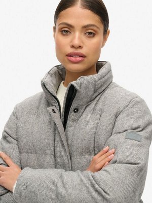 Куртка-пуховик из серого меланжа Superdry Tweed