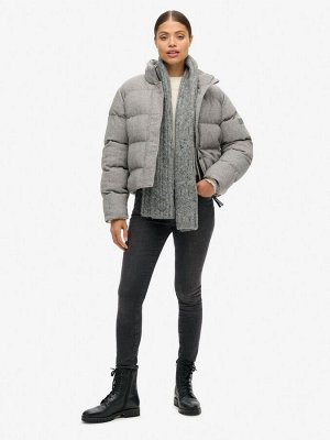 Куртка-пуховик из серого меланжа Superdry Tweed