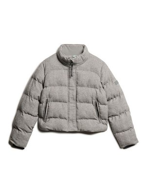Куртка-пуховик из серого меланжа Superdry Tweed