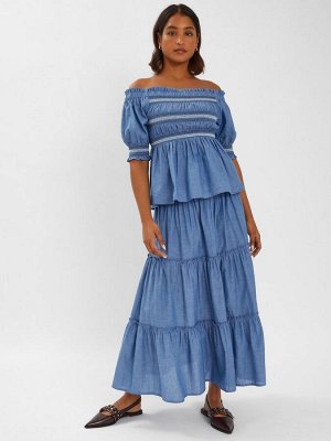 Топ Accessorize с открытыми плечами, сборчатый, 100% хлопок