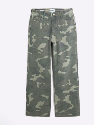 Джинсы River Island с камуфляжным принтом, свободного прямого кроя, 100% хлопок