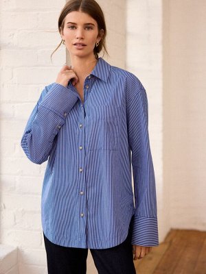 Blue Stripe — свободная рубашка бойфренда из 100% хлопка на пуговицах