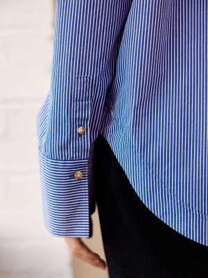 Blue Stripe — свободная рубашка бойфренда из 100% хлопка на пуговицах