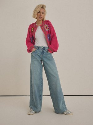 Отбеленные джинсы Super Wide Leg 100% Cotton