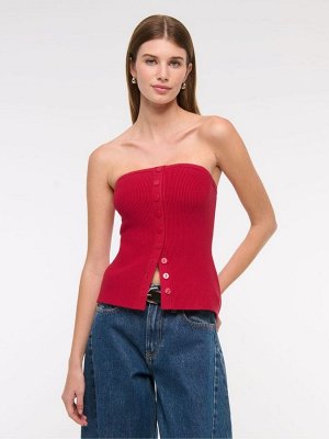 Красный - Abercrombie & Fitch, трикотажный топ без бретелек с пуговицами