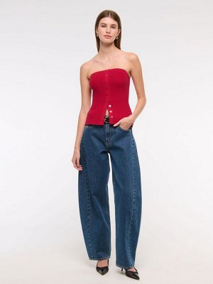 Красный - Abercrombie & Fitch, трикотажный топ без бретелек с пуговицами