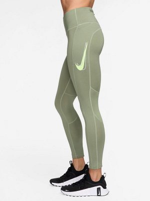 Зеленые леггинсы Nike Fast Mid Rise 7/8