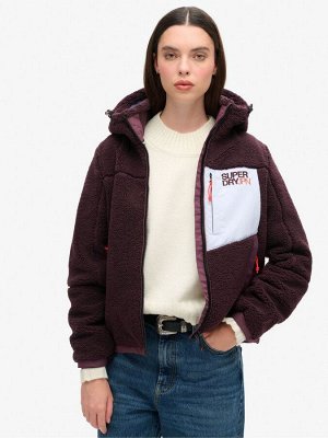 Куртка-трекер Superdry с капюшоном из кремового флиса