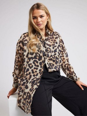 Коричневая рубашка с принтом зебры Yours Curve LONDON