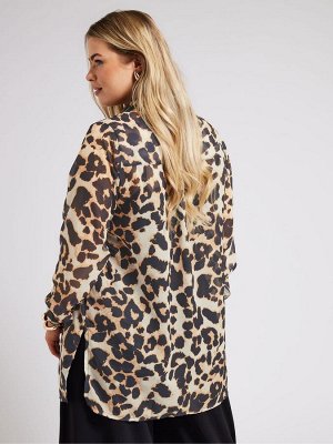 Коричневая рубашка с принтом зебры Yours Curve LONDON