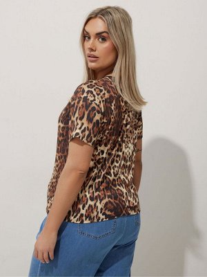 Топ с леопардовым принтом и бантом спереди от Yours Curve Limited Collection