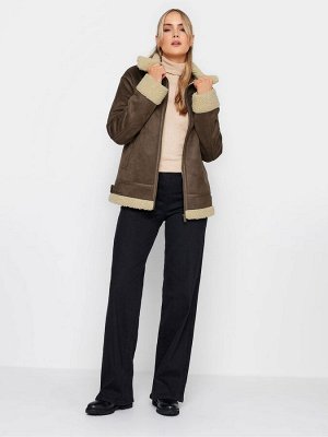 Коричневая длинная куртка Sally на молнии из искусственного меха