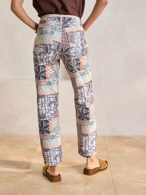 Синие джинсы в стиле пэчворк прямого кроя из 100% хлопка