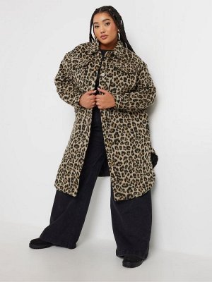 Куртка Yours Curve Longline с леопардовым принтом