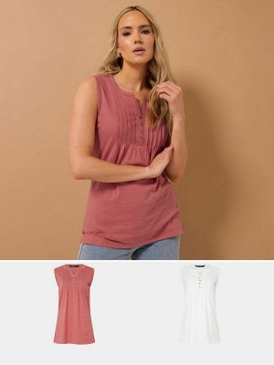 Футболки без рукавов Sally, 100% хлопок, розовые, длинные, 2 шт.