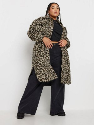 Куртка Yours Curve Longline с леопардовым принтом