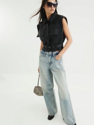 Синие джинсы River Island Balloon средней посадки, 100% хлопок