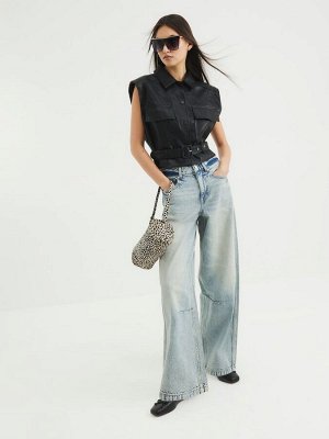 Синие джинсы River Island Balloon средней посадки, 100% хлопок