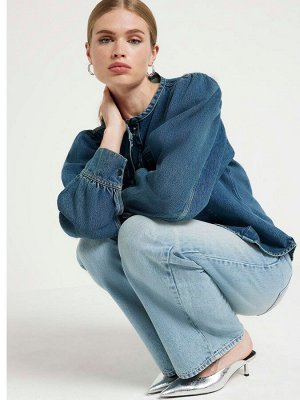 Светло-голубой 1 - джинсы River Island с высокой талией, свободные, прямые, 100% хлопок