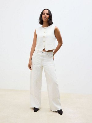 Джинсы Carpenter Wide Leg, 100% хлопок, экрю