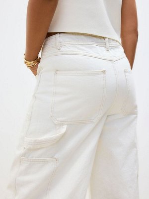 Джинсы Carpenter Wide Leg, 100% хлопок, экрю