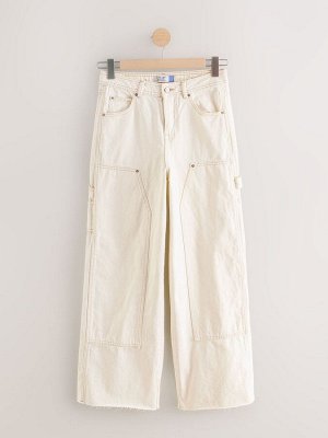 Джинсы Carpenter Wide Leg, 100% хлопок, экрю
