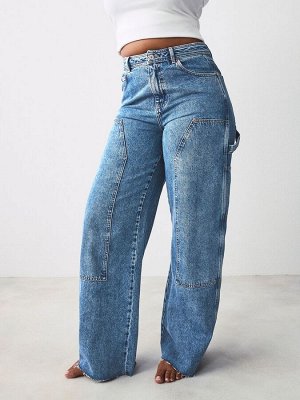 Джинсы Carpenter Wide Leg, 100% хлопок, средне-синие