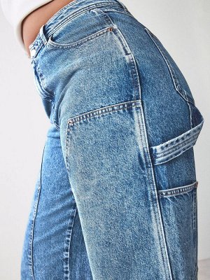 Джинсы Carpenter Wide Leg, 100% хлопок, средне-синие